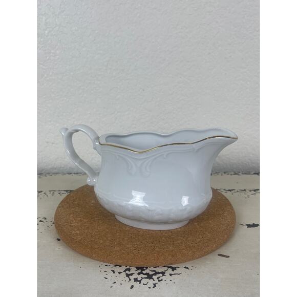 Vintage Polish White with Gold Trim Gravy Boat Creamer Dish - Picture 6 of 6